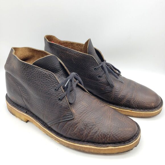 CLARKS Desert Chukka Boots Mens Size 10.5 M Bushacre Pebbled Brown Leather 21621 - Picture 3 of 9